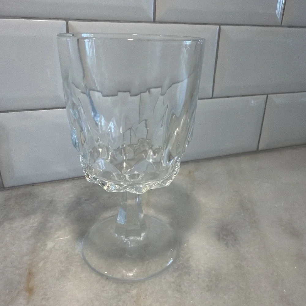Set of 6 Vintage Arcoroc France Stemmed Crystal Wine Glasses